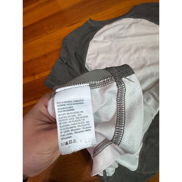 American Eagle 360 Extreme Flex Short Sleeve Shirt AEActive White Gray Men Small - Picture 6 of 7